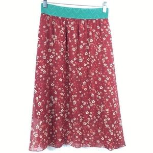LuLaRoe Lola midi skirt wide waistband floral print NEW NWT XS